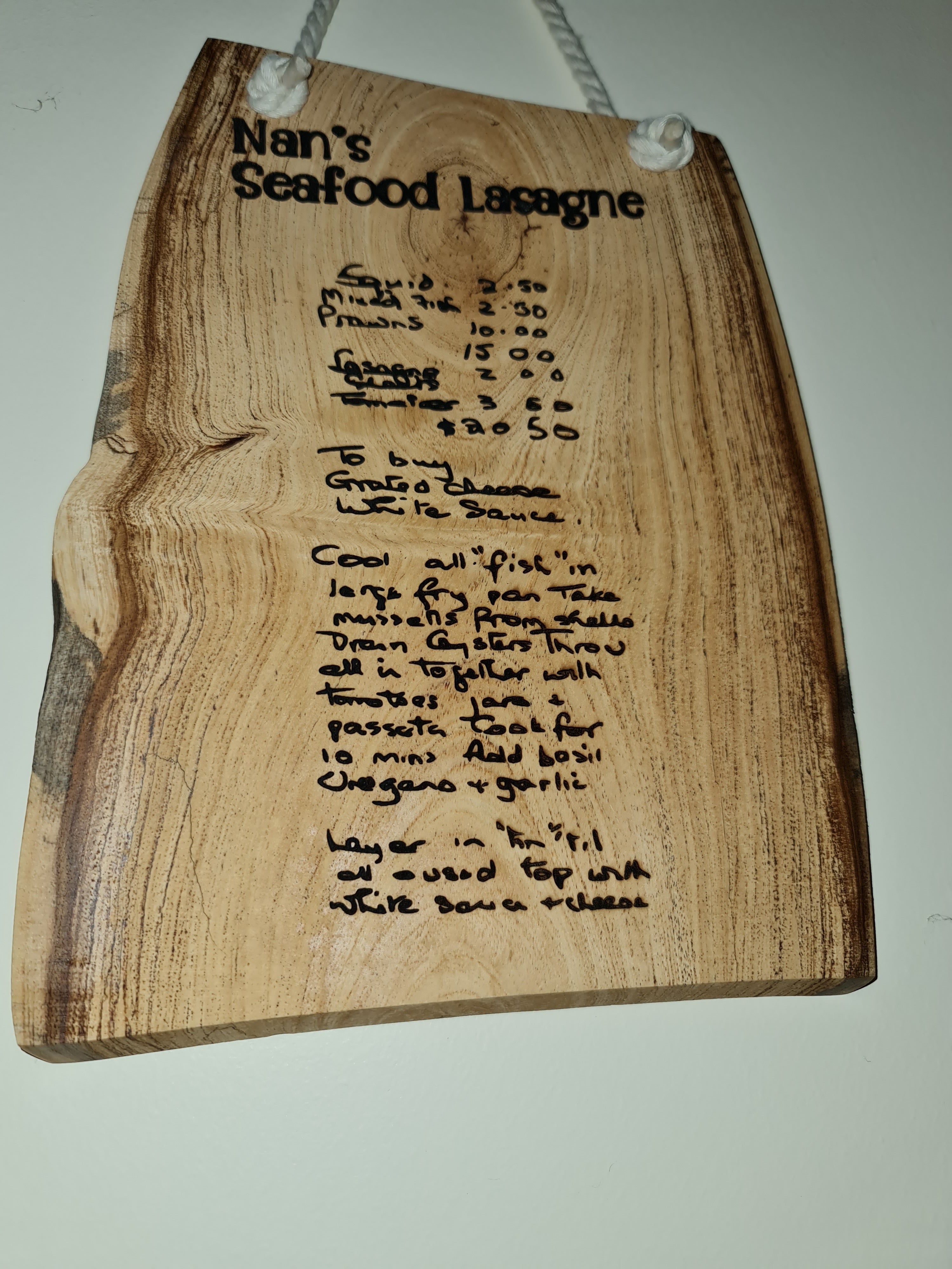 Personalised wooden engraving